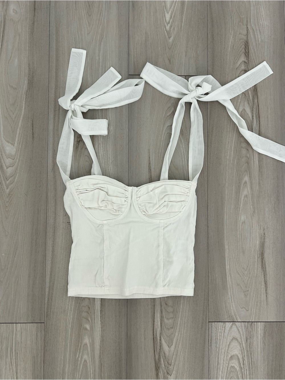 Rumours White Tie-Shoulder Bustier Crop Top